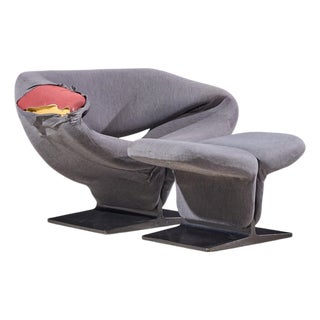 Pierre Paulin for Artifort Mid Century Ribbon Chair and Ottoman For Sale