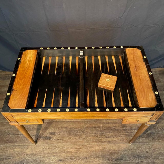 Antique French Inlaid Game Table With Reversible Chessboard Backgammon Top For Sale - Image 13 of 16