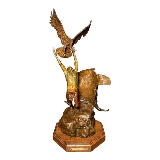 1980s Bronze Sculpture "The Spirit (Eagle Catcher)" By Wally Shoop For Sale