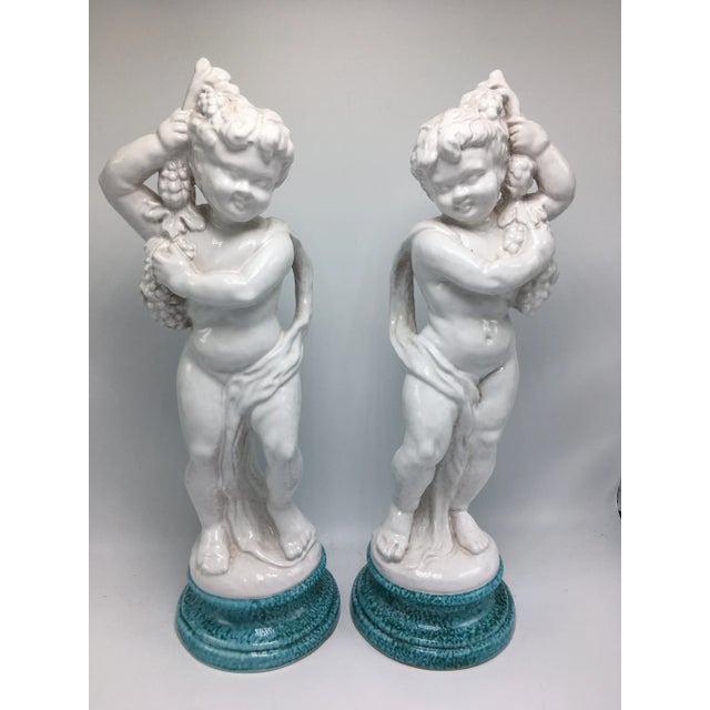 White 1970s Italian Cherubs on Stand - a Pair For Sale - Image 8 of 8