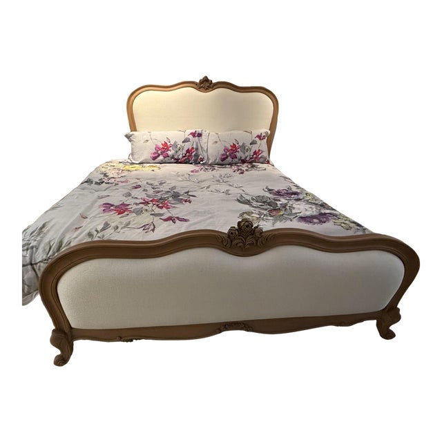 French Upholstered Rose Bed For Sale