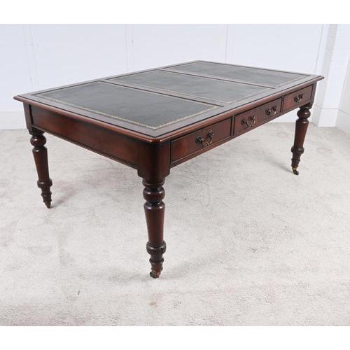 Victorian Mahogany Library Table or Desk, 1880 For Sale - Image 6 of 11