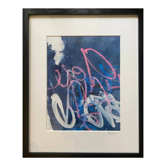 Sarah Trundle, Contemporary Abstract Framed Painting, "Scrappy" For Sale