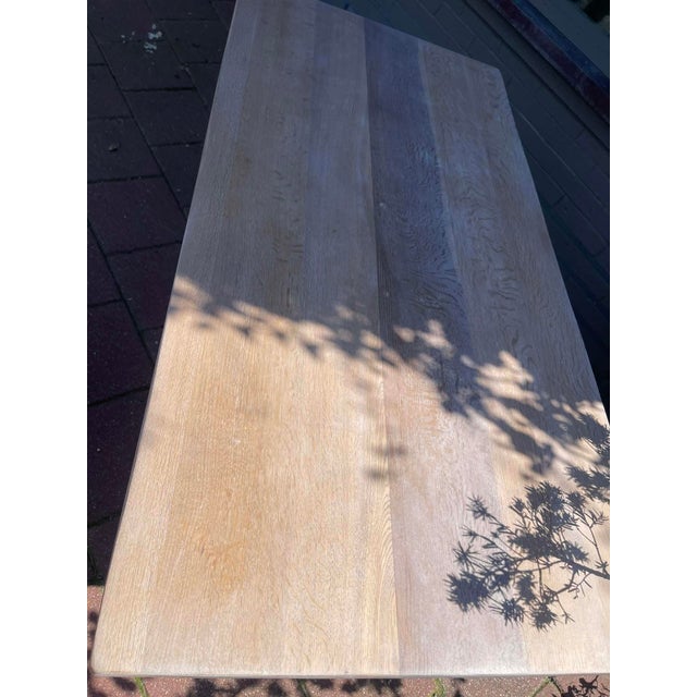 English Antique English Solid Oak Kitchen Table 1900 For Sale - Image 3 of 15