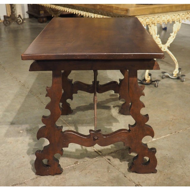 18th Century Spanish Baroque Single Plank Table With Wrought Iron Stretchers For Sale In Dallas - Image 6 of 18