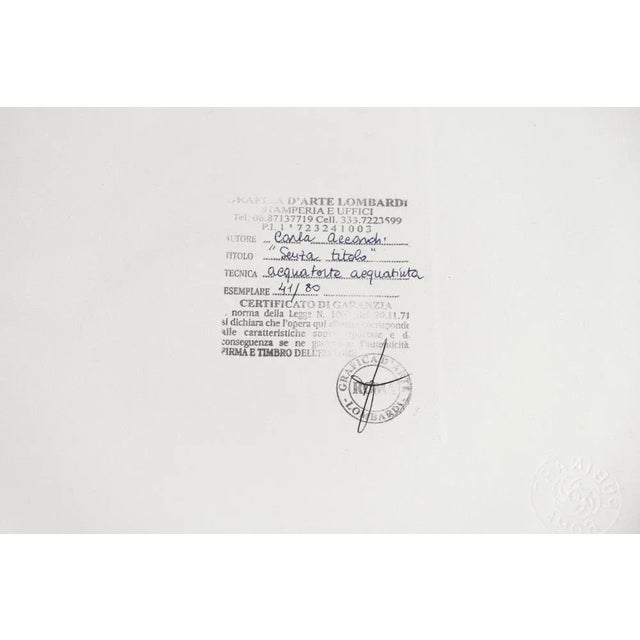 Beautiful etching and aquatint, “Untitled”, ed. 41/80, published by Carla Accardi for Rubinart, Rome (blindstamp). Signed...