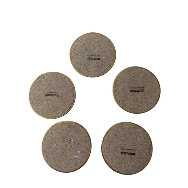 Antique White Coastal Capiz Shell Coasters- Set of 5 For Sale - Image 8 of 8