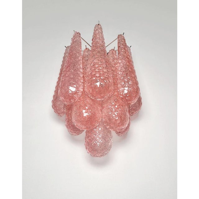 Glass Vintage Pink Glass Petals Drop Wall Sconces, 1990s, Set of 2 For Sale - Image 7 of 16