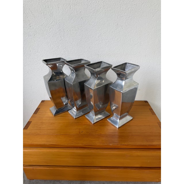 Vintage Vases in Aluminum, 1970s, Set of 4 For Sale - Image 17 of 18