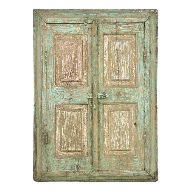 Patinated Wooden Shutters Transformed Into a Mirror For Sale