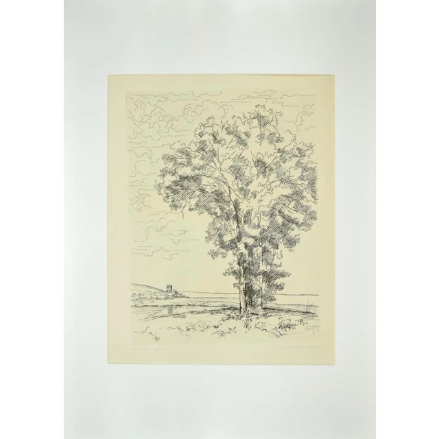 Andre Roland Brudieux, The Tree On the Sea, Etching, Mid-20th Century For Sale