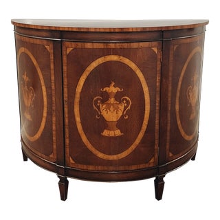 Vintage Satinwood Inlay Demi-Lune Cabinet For Sale