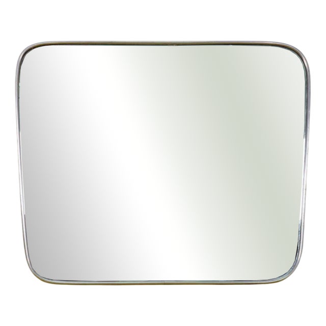 Wooden Mirror with Aluminum Edge, 1940s For Sale