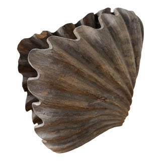 Vintage Brutalist Box in Wood and Seashell, 1960s For Sale