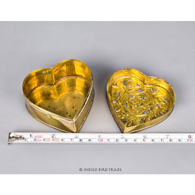 Vintage Brass Heart Shaped Cricket Box For Sale - Image 4 of 4