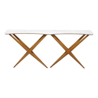 Large Console Table with Double X-Shaped Carrara Marble Top from Studio B.B.P.R, 1950s For Sale