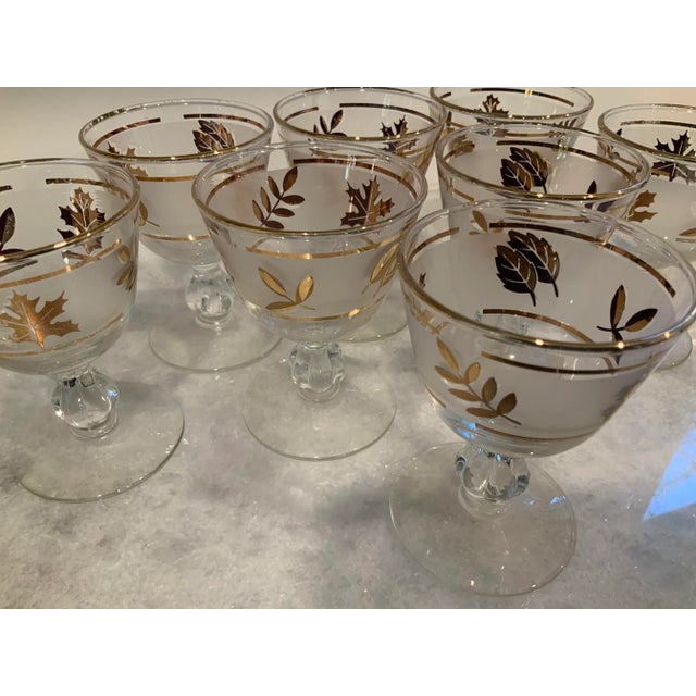 Libbey Glass Co. Libbey Gold Foliage Pedestal Glasses, a Set of 8 For Sale - Image 4 of 7