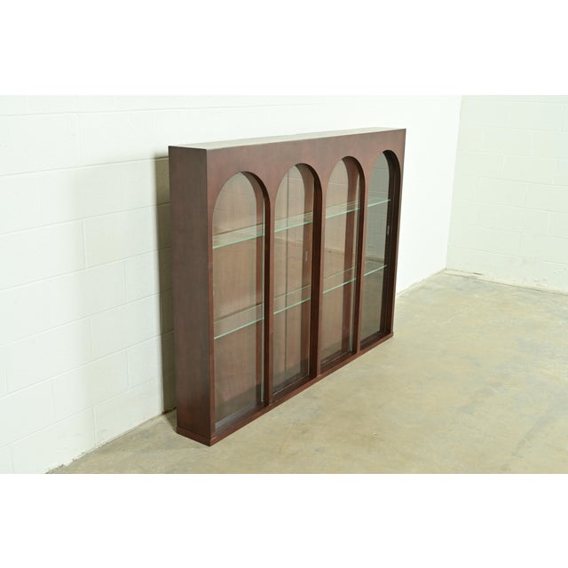 Widdicomb T. H. Robsjohn Gibbings for Widdicomb Sculpted Walnut Colosseum Bookcase or Display Cabinet, Newly Refinished For Sale - Image 4 of 10