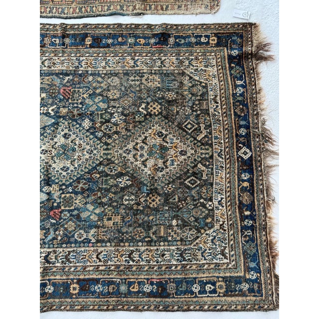 Vintage Shiraz Village Life with Coastal Color Palette Rug - 5 x 6.9 For Sale - Image 9 of 11