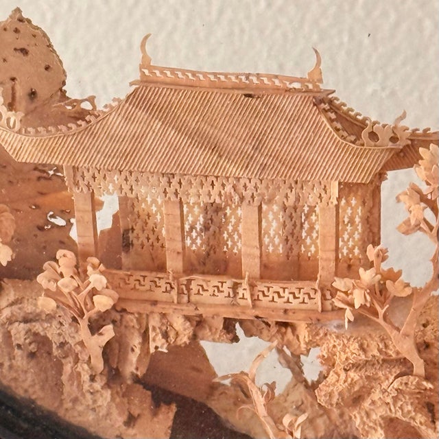 Large Midcentury Chinese Cork Carving Diorama For Sale - Image 4 of 8