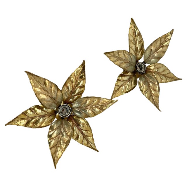 Brutalist Brass and Metal Wall Light from Willy Daro, 1970s, Set of 2 For Sale