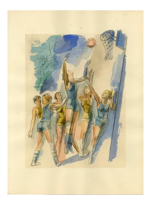 "Les Basket-Ball" Sports Print by Milivoj Uzelac