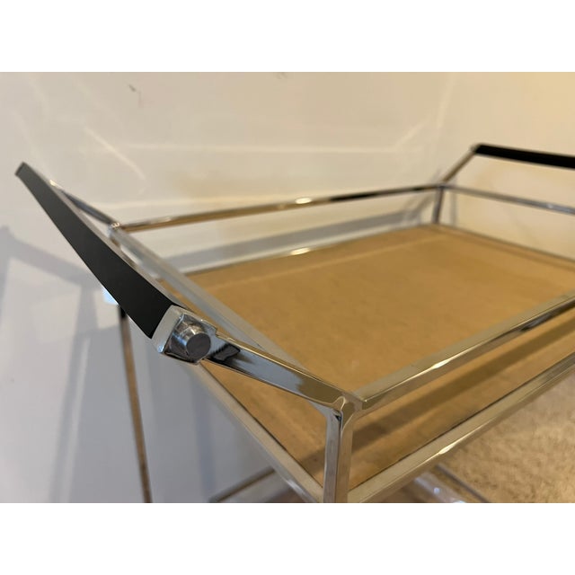 2010s Naya Polished Chrome Bar Cart With Smoke Acrylic Shelves For Sale - Image 5 of 18
