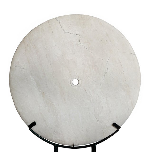 Hand-Carved Marble Disk on Stand, 24 Inches, Indonesia, Contemporary For Sale - Image 16 of 18