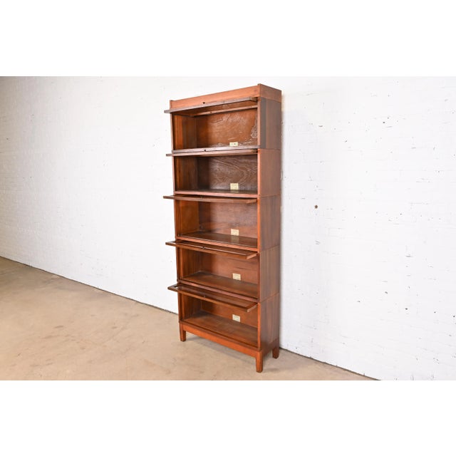 Antique Globe Wernicke Arts & Crafts Mahogany Five-Stack Barrister Bookcase, Circa 1900 For Sale In South Bend - Image 6 of 12