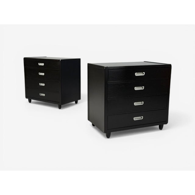 American of Martinsville, Campaign Dressers, Ebonized Wood, Chrome, Usa, 1970s For Sale - Image 4 of 14