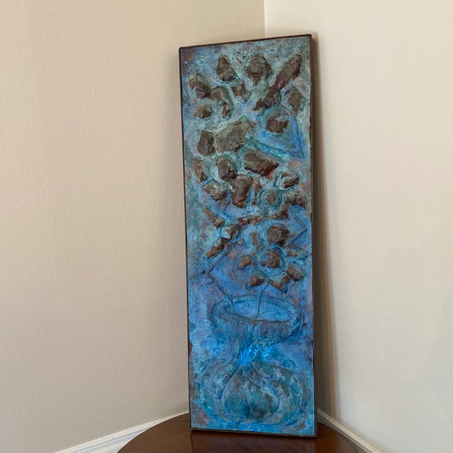 Early 21st Century Early 21st Century Artist Made Brutalist Style Copper Flower Plaque For Sale - Image 5 of 12