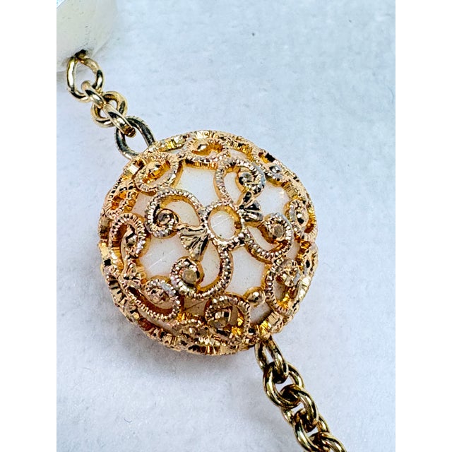 Vendôme 1950s–60s Glass Bead Necklace & Earrings | White Ab & Filigree Set, 3 Pieces For Sale - Image 11 of 14