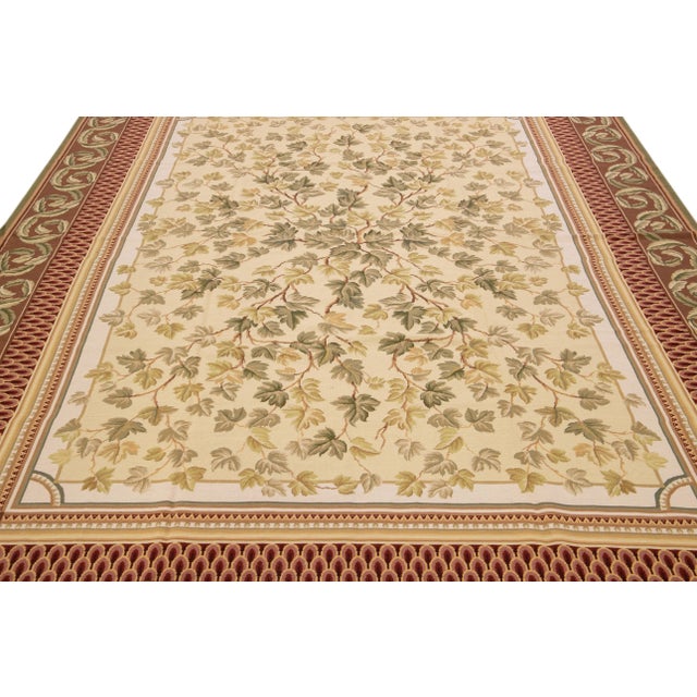 Rustic European Vintage Portuguese Arraiolos Needlepoint Allover Designed Beige Wool Rug For Sale - Image 3 of 10