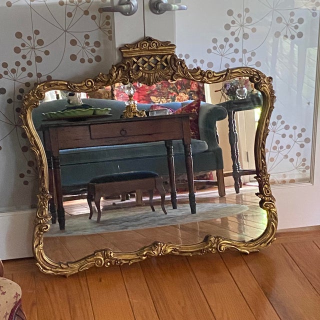 Rococo Gold French Crown Mirror For Sale - Image 9 of 17