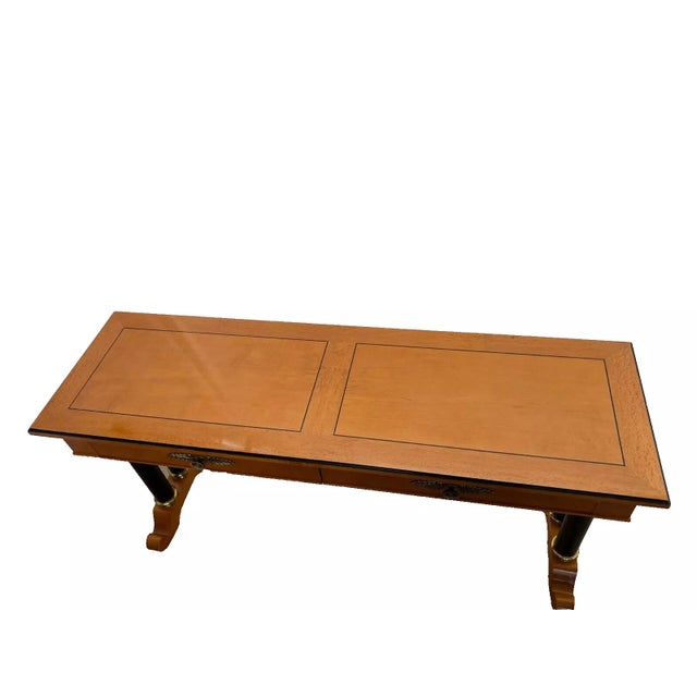 Gorgeous Rare Vintage Thomasville Biedermeier Sofa Table Console, Two Dovetail Jointed Drawers, Double Column Legs and...