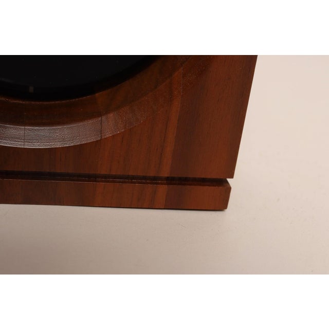 Vintage American Modernist Staved Walnut Square Wall Clock With Date Window For Sale - Image 13 of 13