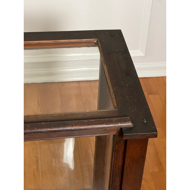 Antique English Six-Pane Glass and Mahogany Display Showcase Vitrine, C. 1900 For Sale - Image 10 of 14
