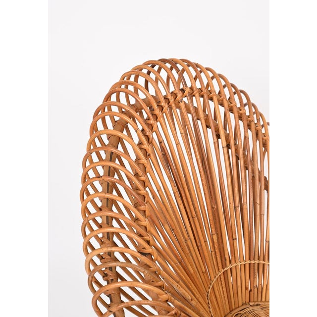 Tan Rattan Chairs, Pouf and Mirror attributed to Janine Abraham & Dirk Jan Rol, 1960s, Set of 4 For Sale - Image 8 of 18