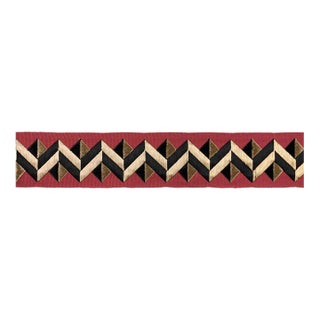 Schumacher Zigzag Moderne Tape Trim In Red For Sale