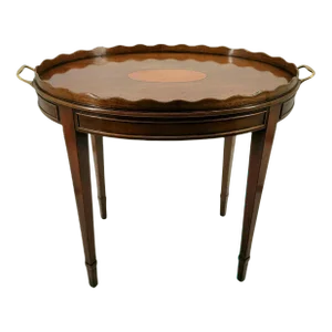 Mid 20th Century Kittinger Buffalo English Mahogany Oval Tea Tray Table