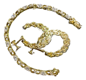 1960s Ballou company/B.A. Ballou & Co. Gold Plated Earrings and Clear Unmarked Cz Tennis Bracelet, 3 Pieces
