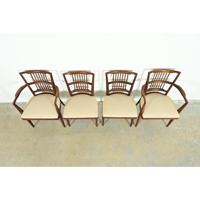 1950s Paul McCobb Style Mid-Century Modern Sculpted Walnut Spindle Back Dining Chairs, Set of Four For Sale - Image 5 of 12