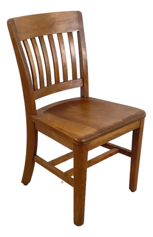 Vintage American Schoolhouse Chair — Wood Slat Back Side Chair