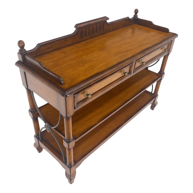 Liz Clairborne Spanish Colonial 2 Drawers 3 Tier Fruitwood Sideboard Server MINT For Sale