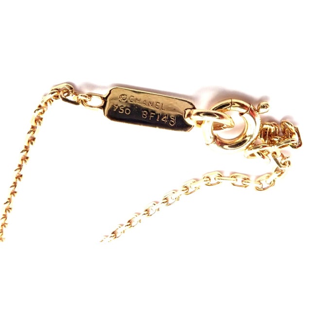 Chanel 4 Leaf Clover Gold Diamond Pendant Link Chain Necklace For Sale - Image 9 of 12