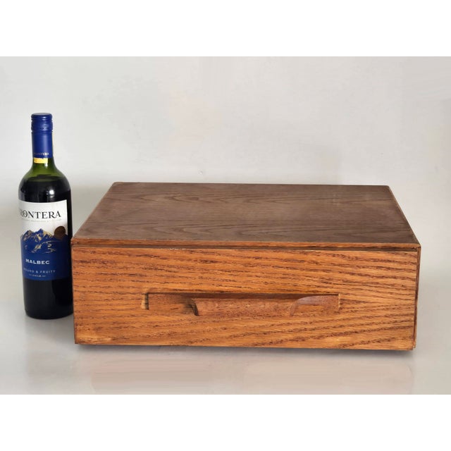 Vintage Arts and Crafts Style Oak Wood Desktop Drawer Cabinet For Sale - Image 9 of 11