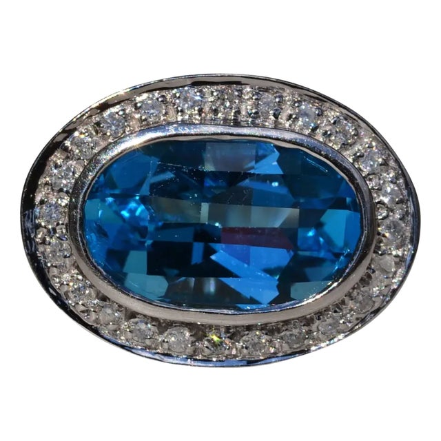 The Bayner: Ladies 14K Topaz and Diamond Cocktail Ring For Sale