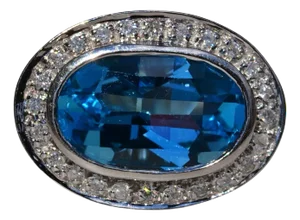 The Bayner: Ladies 14K Topaz and Diamond Cocktail Ring