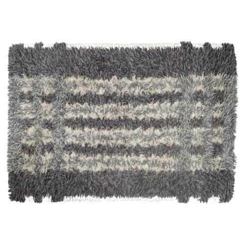Scandinavian Shades of Grey and Cream Rya Rug with Geometric Pattern, 1960s For Sale - Image 6 of 6