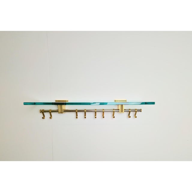 1980s Brass and Glass R14G Wall-Mounted Coat Rack from Peter Ghyczy, 1980s For Sale - Image 5 of 18
